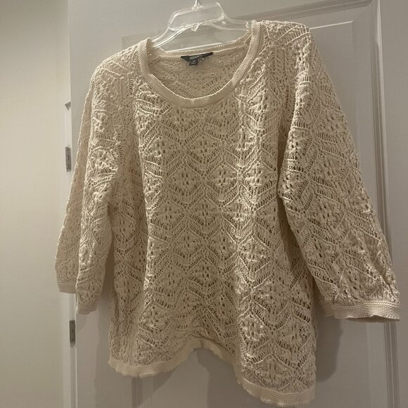 Vera Wang Simply Vera Crochet Ivory Blouse, Size XL - Picture 1 of 3
